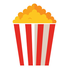 Delicious Golden Popcorn Overflowing from Classic Red and White Striped Container Design