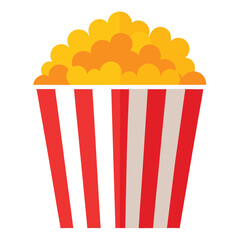 Delicious Popcorn Overflowing from a Classic Red and White Striped Container Illustration