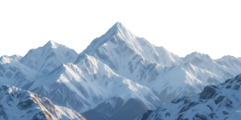 Snowy Mountain Range on Transparent, Winter Landscape Graphic
