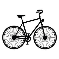 Fototapeta premium A black and white silhouette illustration of a bicycle against a white background