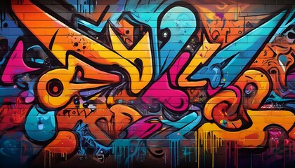 a vibrant graffiti wall backdrop with colorful tags and designs