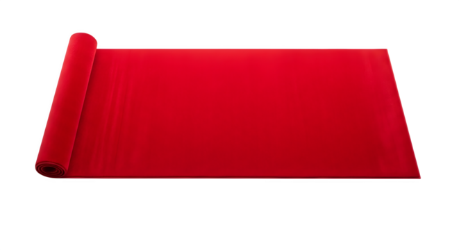 Rolled red carpet isolated on transparent background - Powered by Adobe