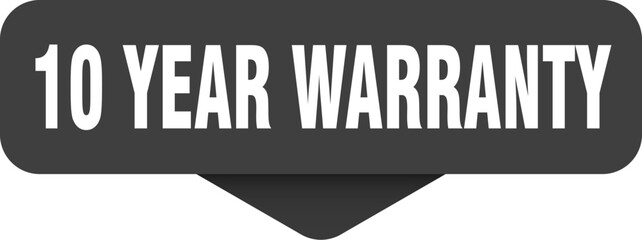 10 year warranty sticker. 10 year warranty sign on transparent background