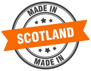 Made in Scotland round sign. Made in Scotland stamp.