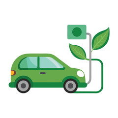 Green Electric Car Charging with Plant Connection EcoFriendly Vehicle Concept Illustration