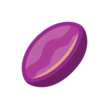 Flat and Minimal purple yam slice icon vector illustration isolated on white