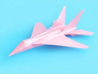 pink Paper airplane on a blue background