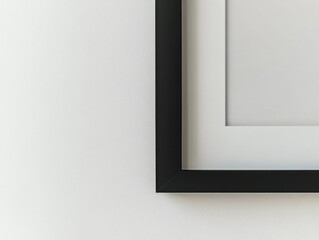 Mockup of simple rectangular thin black picture frame, vertical position, white passe-partout