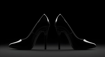 Black high heels, High heels, Heels, Elegant Black High Heels on Black Background
