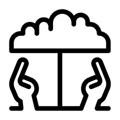 icono de manos cuidando un árbol. Protección ambiental, responsabilidad ecológica y cuidado de la vida natural. Ilustración vectorial