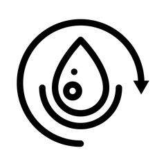 icono de flecha circular con gota de agua. ciclo del agua, sostenibilidad hídrica y conservación ambiental. Ilustración vectorial