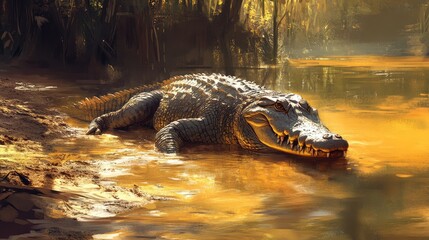 alligator in a pond