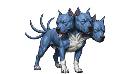 Isolated Three-Headed Cartoon Dog