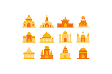 different hindu temple icon sets on white 