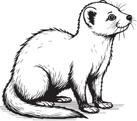 Fototapeta premium Ink Drawing of Stoat: An intricate ink illustration of a stoat, a small, agile mammal, depicted in a detailed style showcasing its distinctive features.