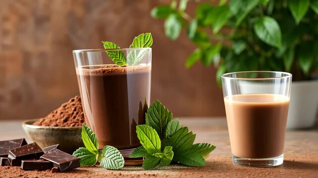 Chocolate mint beverage cocoa powder dark chocolate drink food photography