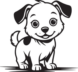 Adorable Puppy Cartoon: A charming cartoon illustration of a happy puppy with big eyes and playful spots. Perfect for children's books, cards, and websites.