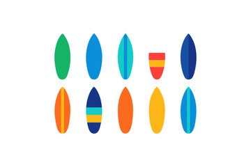  different surfboard icon sets on white 