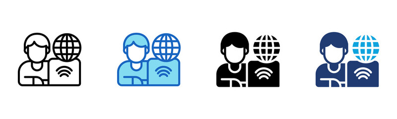 Remote Work icon Multi Style Vector Illustration 