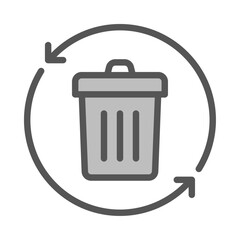 recycle trash filled outline icon. trash bin color line illustration.