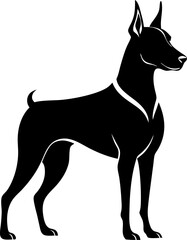 Doberman Pinscher  black silhouette vector icon  