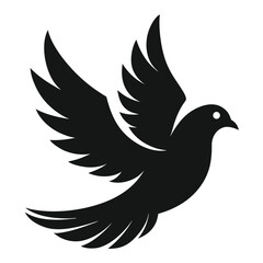 Obraz premium Simple Black and White of a Flying Bird Silhouette Artwork