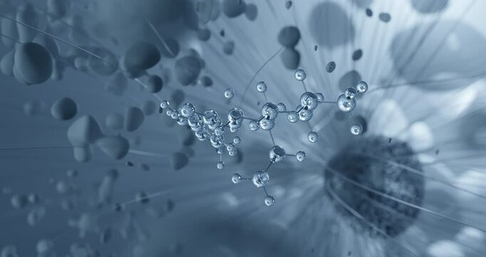 Octinoxate rotating molecular 3d structure ball-and-stick model, looped video cinnamate ester
