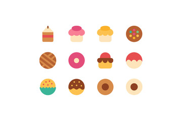 different-sweets-plate-icon-sets-on-white