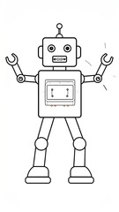 Retro Robot Cartoon Illustration with AI, and Technology.
