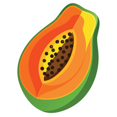 Sliced Papaya Fruit with Seeds Fresh, Colorful, and Juicy Illustration for Tropical Designs