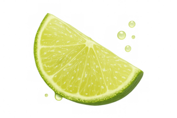 Juicy lime wedge with splashing drops, isolated on transparent background, perfect for refreshing visuals