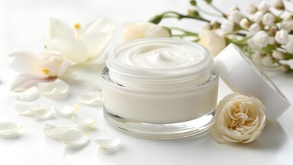 white cream face cream or serum texture on a white background.