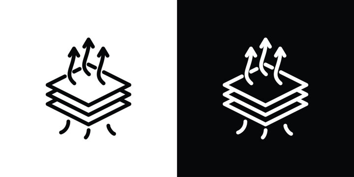 3 Breathable layers icon in black. flat graphic vector icon