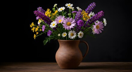 Wildflowers, Bouquet, Flowers, Wildflower Bouquet in Rustic Jug