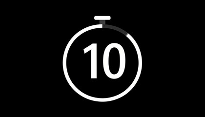 Timer 10 Seconds Countdown Clock Icon.