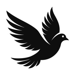 Obraz premium Stylized Black Dove Illustration Symbol of Peace and Freedom, Winged Design