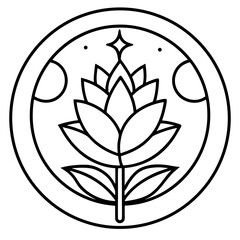 Fresh Bloom Line Art Vector