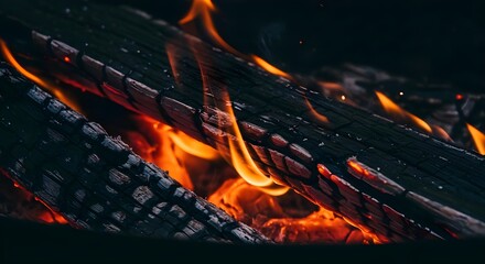Fire, Flames, Burning, Burning Embers and Flames Close Up