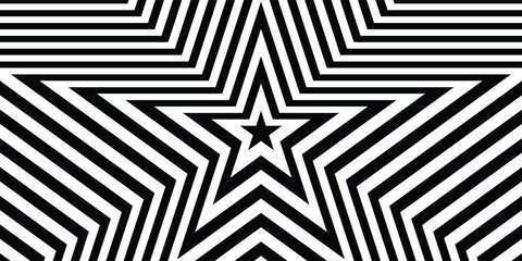 Abstract hypnotic pattern with black-white striped lines. Psychedelic background. Op art, optical illusion. Modern design, graphic texture.