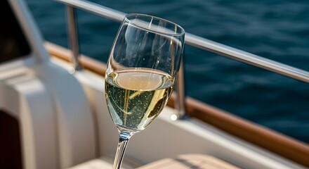 Obraz premium Champagne, Sparkling wine, Wine glass, Champagne on a Yacht