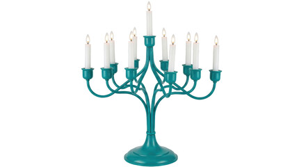 Isolated Teal Candelabra with Candles