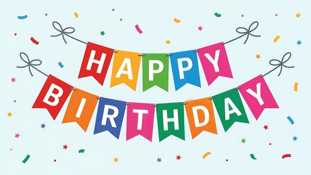 Colorful Happy Birthday Bunting Vector Illustration
