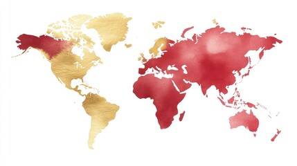 watercolor world map, white background,