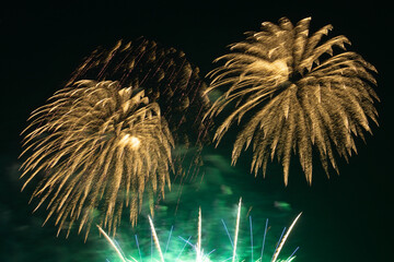 Colorful Fireworks Display Over Water
