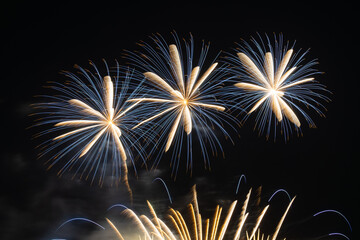 Colorful Fireworks Display Over Water