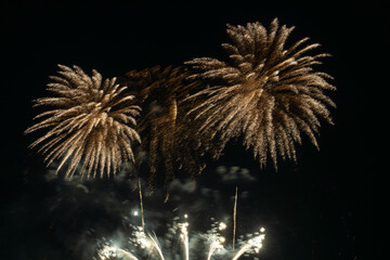 Colorful Fireworks Display Over Water