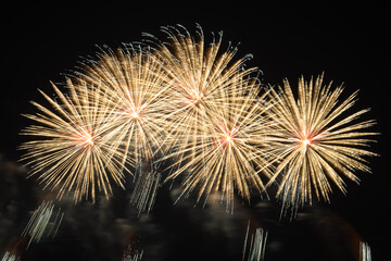 Colorful Fireworks Display Over Water