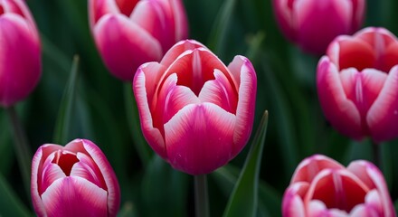Fototapeta premium Tulip, Tulips, Pink tulip, Close-up of Pink and White Tulips