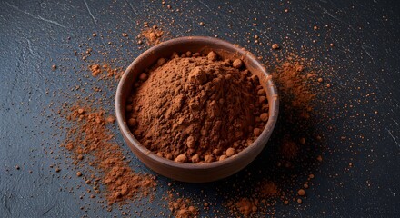 Cocoa powder, Cacao powder, Chocolate powder, Cocoa Powder in Wooden Bowl