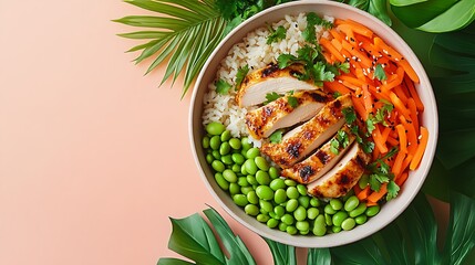 Delicious Grilled Chicken Bowl with Brown Rice Edamame and Carrots Healthy Food Recipe Inspiration
